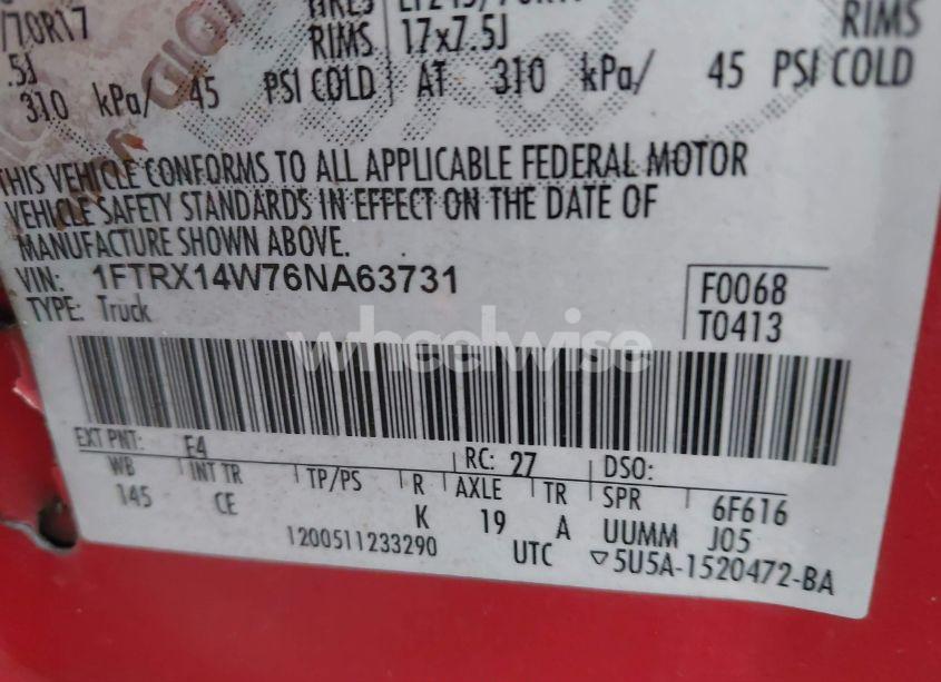 Photo 9 of 2006 Ford F-150 STX/XL/XLT (VIN 1FTRX14W76NA63731)