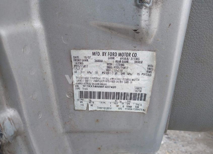 Photo 9 of 2008 Ford F-150 STX/XL/XLT (VIN 1FTRX14W88FA57420)