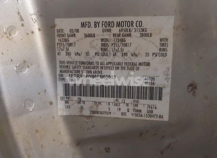 Photo 9 of 2008 Ford F-150 STX/XL/XLT (VIN 1FTRX14W88FB60613)