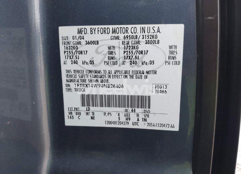 Photo 9 of 2004 Ford F-150 STX/XL/XLT (VIN 1FTRX14W94NB26406)