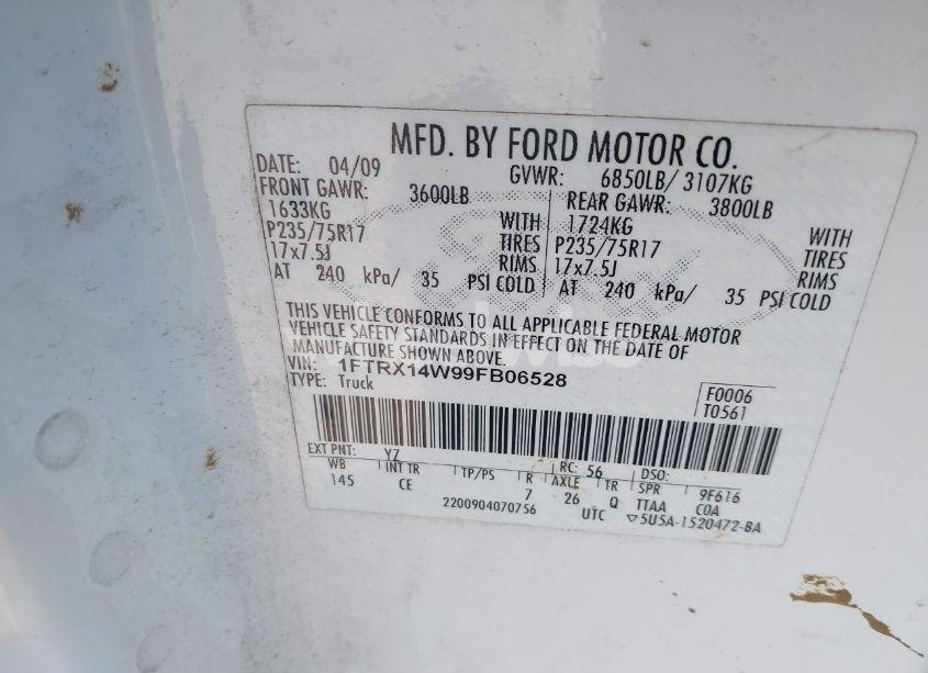 Photo 9 of 2009 Ford F-150 STX/XL (VIN 1FTRX14W99FB06528)