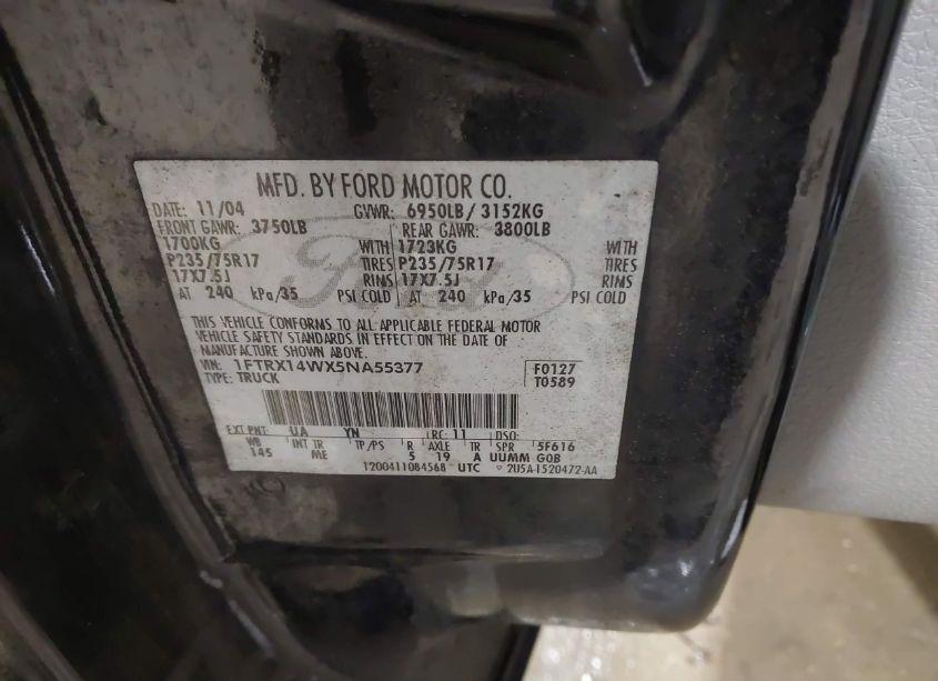 Photo 9 of 2005 Ford F-150 STX/XL/XLT (VIN 1FTRX14WX5NA55377)