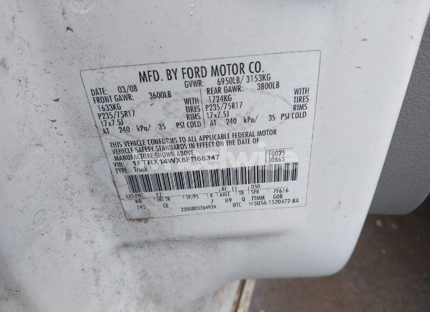 Photo 9 of 2008 Ford F-150 STX/XL/XLT (VIN 1FTRX14WX8FB66347)