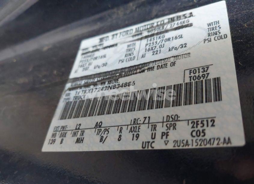 Photo 9 of 2002 Ford F-150 XL/XLT (VIN 1FTRX17242NB34886)