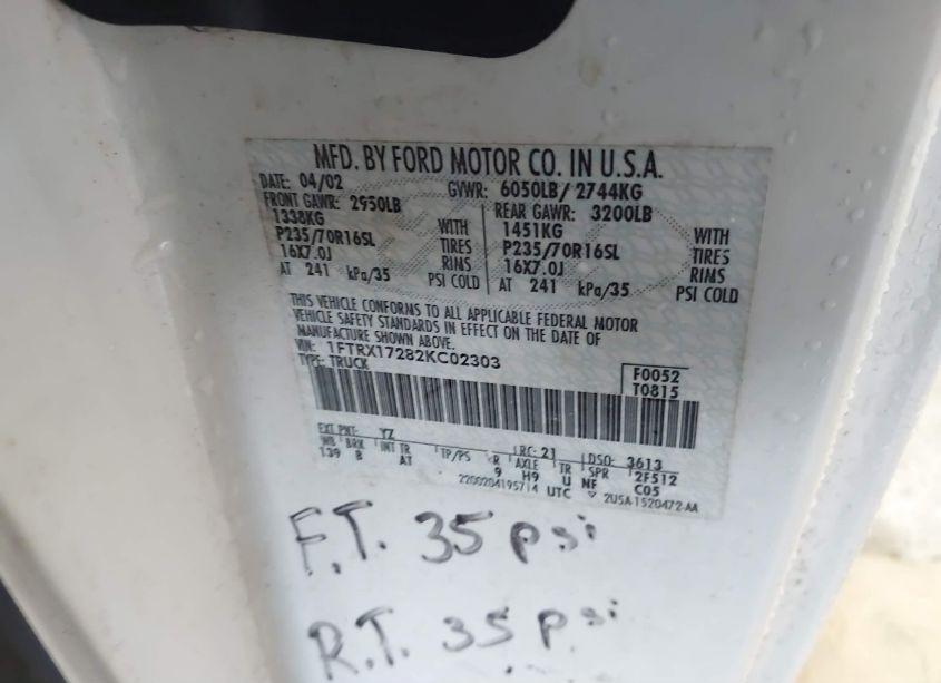 Photo 9 of 2002 Ford F-150 XL/XLT (VIN 1FTRX17282KC02303)