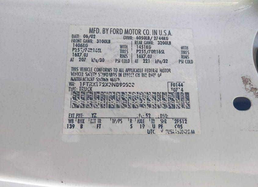 Photo 9 of 2002 Ford F-150 XL/XLT (VIN 1FTRX172X2NB90038)