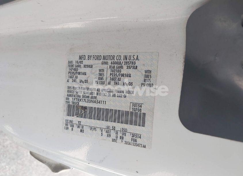 Photo 9 of 2003 Ford F-150 LARIAT/XL/XLT/XLT HERITAGE (VIN 1FTRX17L23NA54111)