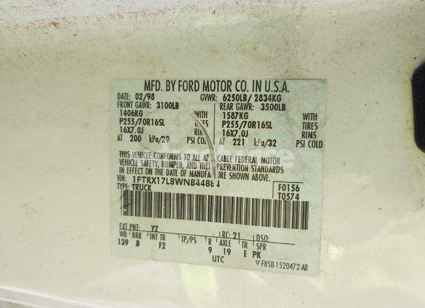 Photo 9 of 1998 Ford F-150 LARIAT/XL/XLT (VIN 1FTRX17L8WNB44884)