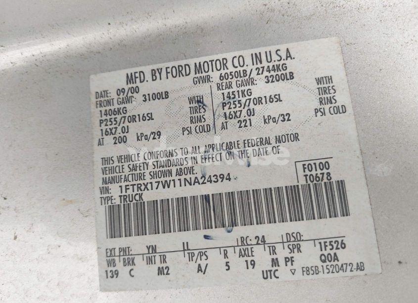 Photo 9 of 2001 Ford F150 N/A (VIN 1FTRX17W11NA24394)