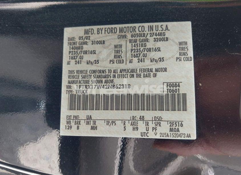 Photo 9 of 2002 Ford F-150 LARIAT/XL/XLT (VIN 1FTRX17W42NB62318)