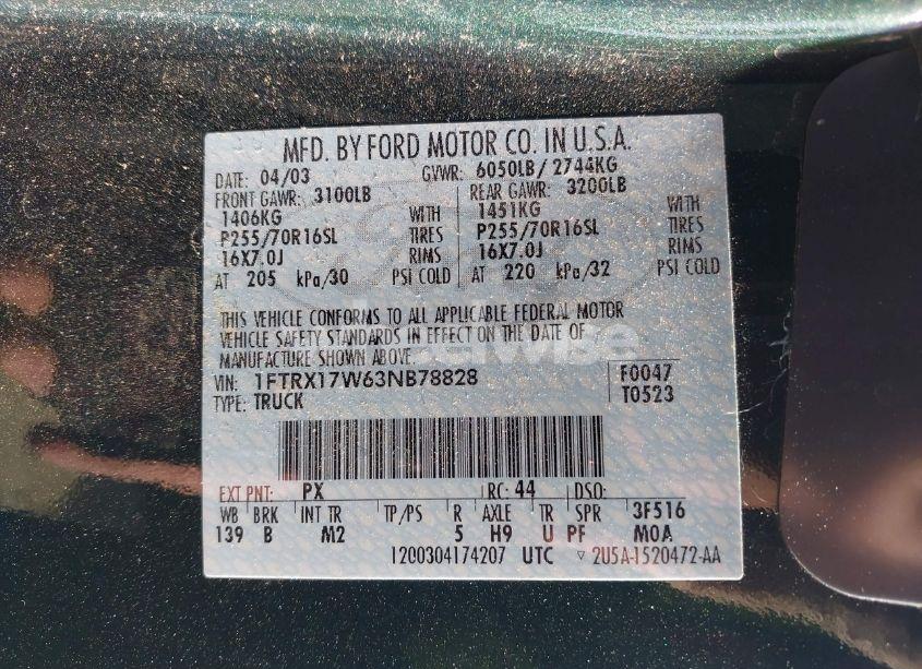 Photo 9 of 2003 Ford F-150 LARIAT/XL/XLT (VIN 1FTRX17W63NB78828)