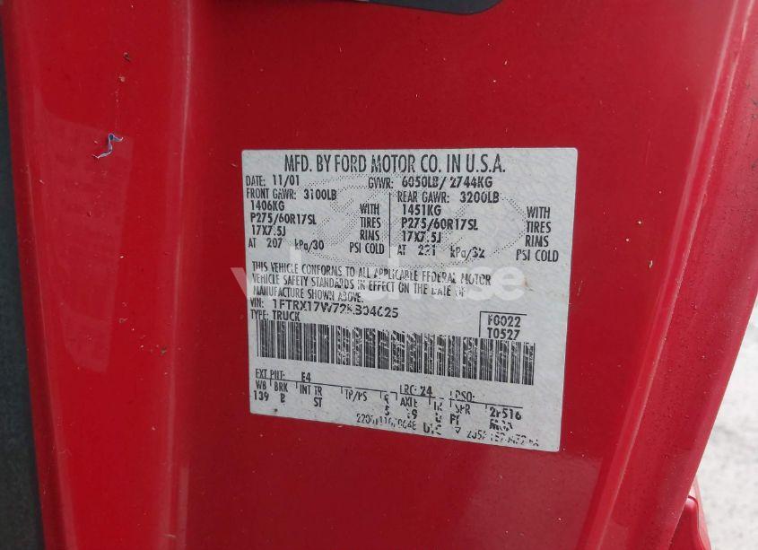 Photo 9 of 2002 Ford F-150 LARIAT/XL/XLT (VIN 1FTRX17W72KB04625)