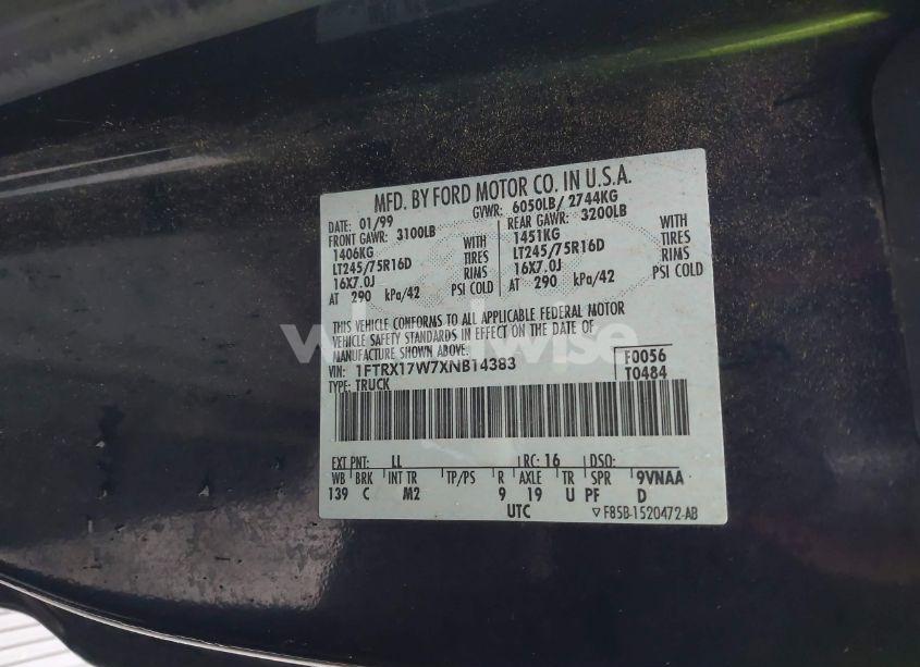 Photo 9 of 1999 Ford F-150 LARIAT/WORK SERIES/XL/XLT (VIN 1FTRX17W7XNB14383)