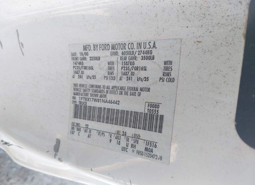 Photo 9 of 2001 Ford F-150 LARIAT/XL/XLT (VIN 1FTRX17W81NA46442)