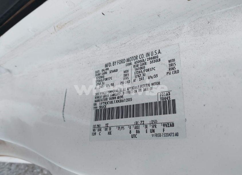 Photo 9 of 1999 Ford F-150 LARIAT/XL/XLT (VIN 1FTRX18L1XKB61205)