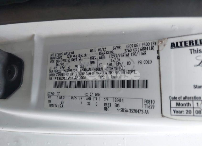 Photo 9 of 2012 Ford E-350 SUPER DUTY COMMERCIAL (VIN 1FTSE3EL2CDA52905)