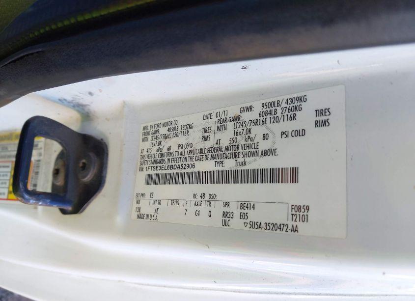 Photo 9 of 2011 Ford E-350 SUPER DUTY COMMERCIAL (VIN 1FTSE3EL6BDA52906)