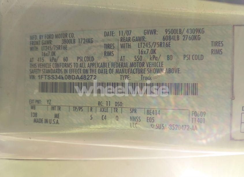 Photo 9 of 2008 Ford E-350 SUPER DUTY COMMERCIAL/RECREATIONAL (VIN 1FTSS34L08DA48272)
