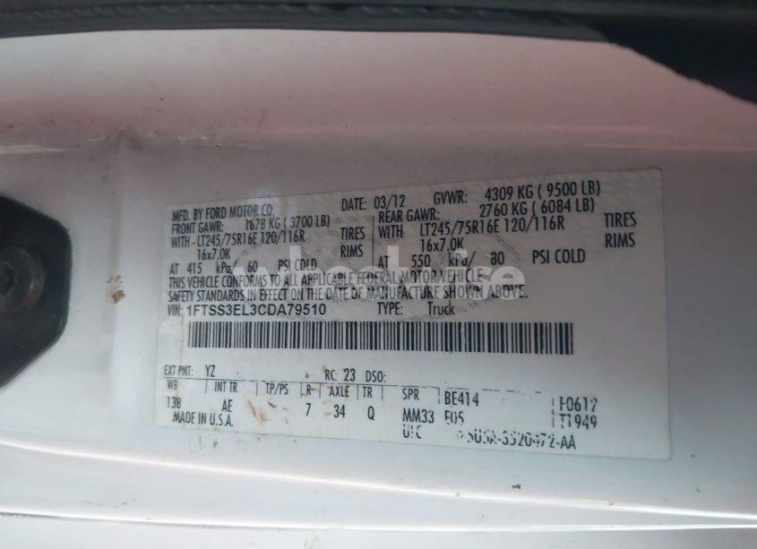 Photo 9 of 2012 Ford E-350 SUPER DUTY COMMERCIAL (VIN 1FTSS3EL3CDA79510)