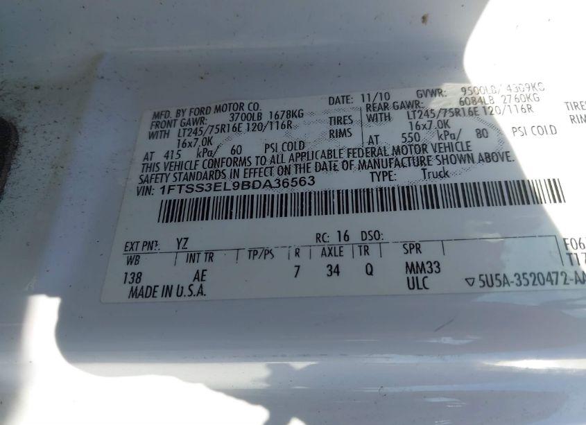 Photo 9 of 2011 Ford E-350 SUPER DUTY COMMERCIAL (VIN 1FTSS3EL9BDA36563)