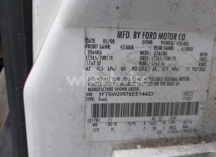 Photo 9 of 2008 Ford F-250 KING RANCH/LARIAT/XL/XLT (VIN 1FTSW20578EE14423)