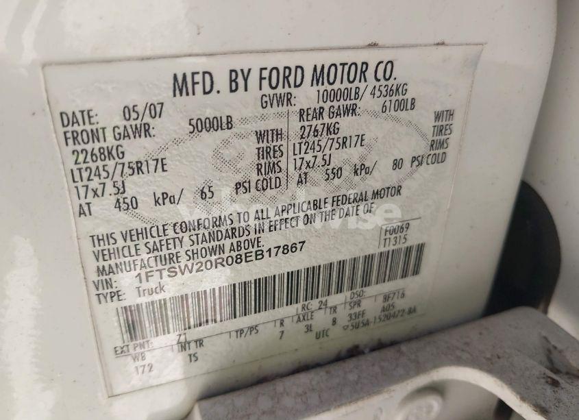 Photo 9 of 2008 Ford F-250 KING RANCH/LARIAT/XL/XLT (VIN 1FTSW20R08EB17867)