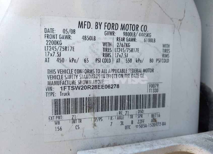 Photo 9 of 2008 Ford F-250 KING RANCH/LARIAT/XL/XLT (VIN 1FTSW20R28EE06278)