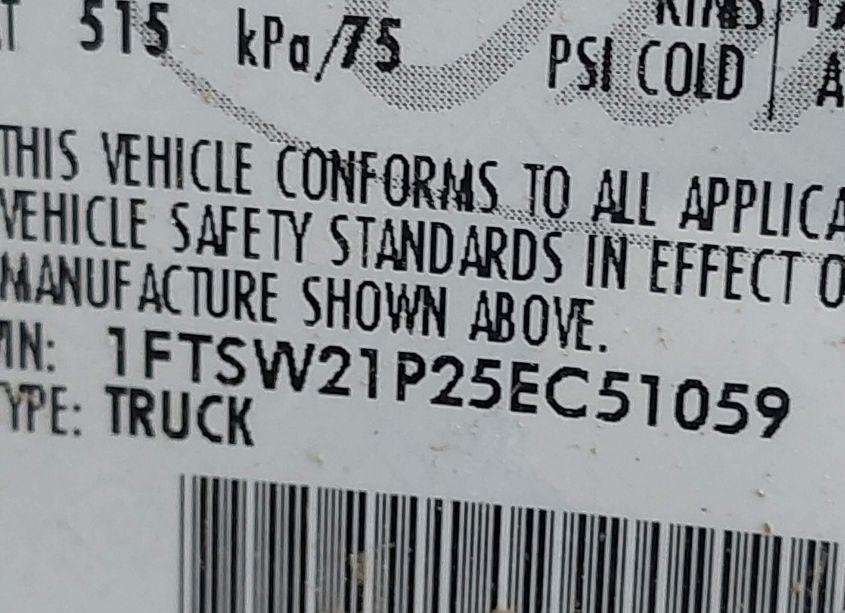 Photo 9 of 2005 Ford F-250 LARIAT/XL/XLT (VIN 1FTSW21P25EC51059)