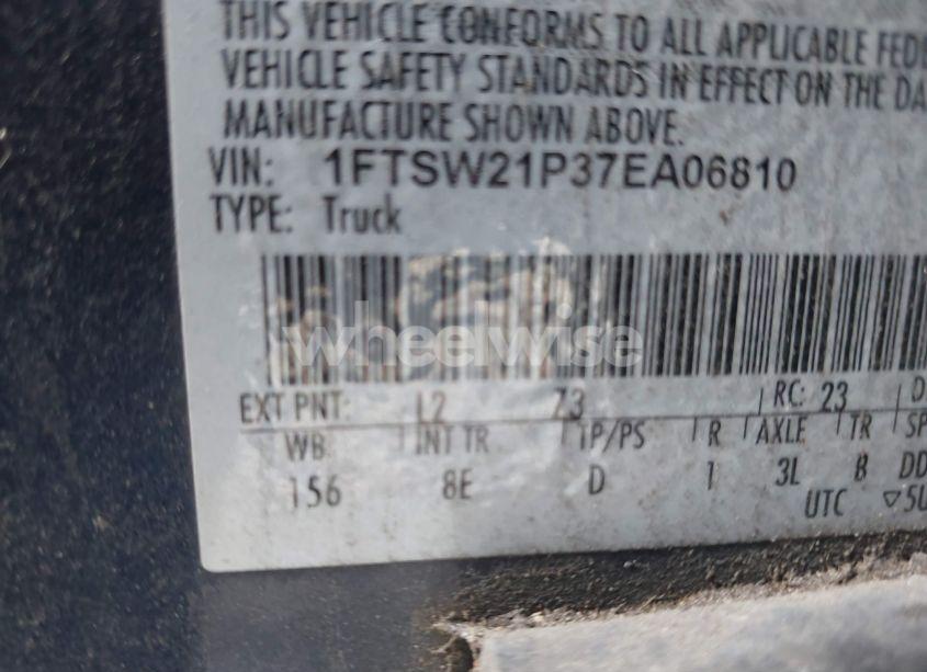 Photo 9 of 2007 Ford F-250 LARIAT/XL/XLT (VIN 1FTSW21P37EA06810)