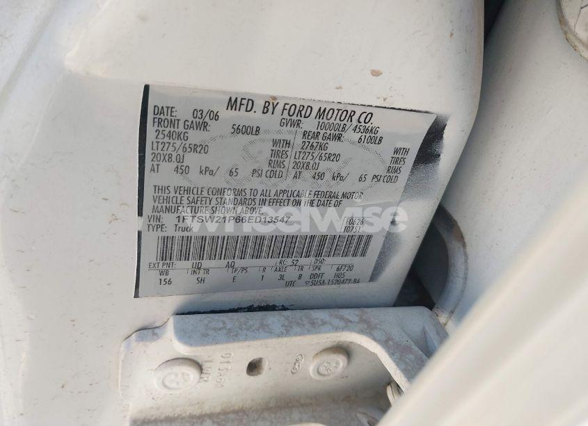 Photo 9 of 2006 Ford F-250 LARIAT/XL/XLT (VIN 1FTSW21P66ED13547)