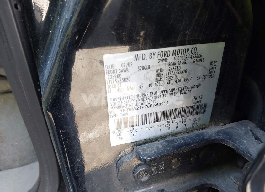 Photo 9 of 2006 Ford F-250 LARIAT/XL/XLT (VIN 1FTSW21P76EA63915)