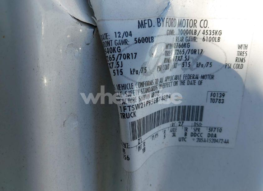 Photo 9 of 2005 Ford F-250 LARIAT/XL/XLT (VIN 1FTSW21P95EB74884)