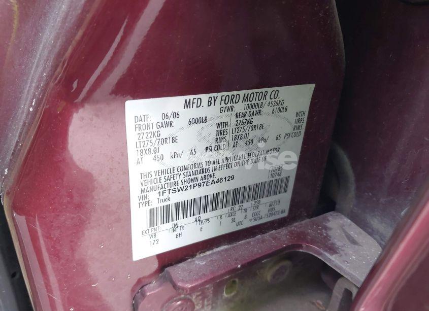 Photo 9 of 2007 Ford F-250 (VIN 1FTSW21P97EA46129)