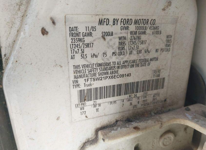 Photo 9 of 2006 Ford F-250 LARIAT/XL/XLT (VIN 1FTSW21PX6EC09143)