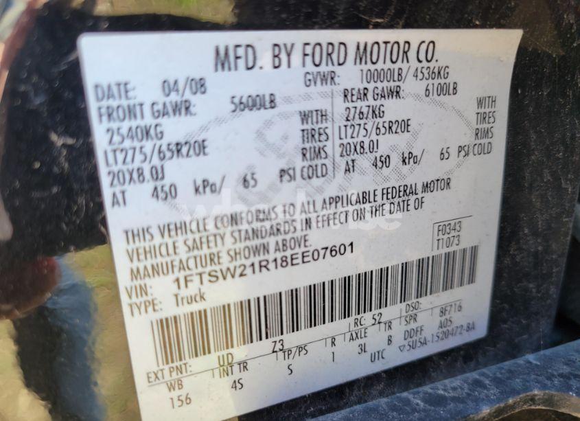 Photo 9 of 2008 Ford F250 N/A (VIN 1FTSW21R18EE07601)