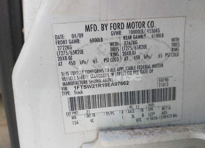 Photo 9 of 2009 Ford F-250 FX4/HARLEY-DAVIDSON/KING RANCH/LARIAT/XL/XLT (VIN 1FTSW21R19EA97662)