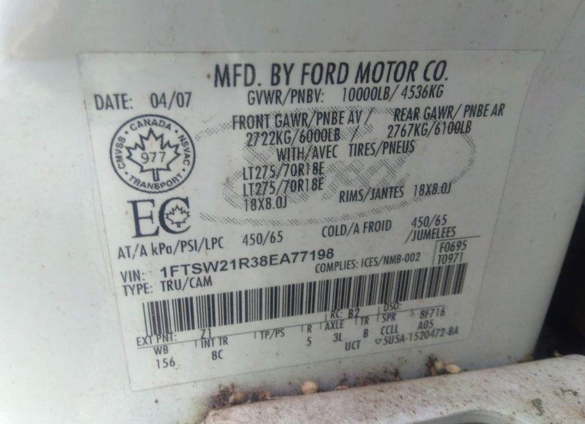 Photo 9 of 2008 Ford F-250 LARIAT (VIN 1FTSW21R38EA77198)