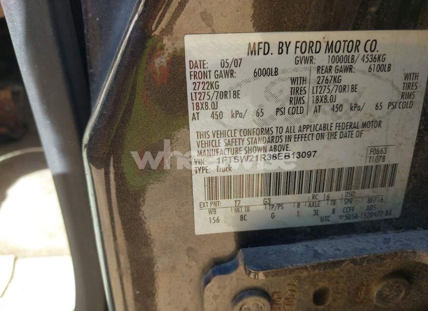 Photo 9 of 2008 Ford F-250 FX4/HARLEY-DAVIDSON/KING RANCH/LARIAT/XL/XLT (VIN 1FTSW21R38EB13097)