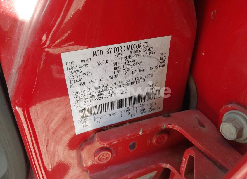 Photo 9 of 2008 Ford F-250 (VIN 1FTSW21R38EC61234)