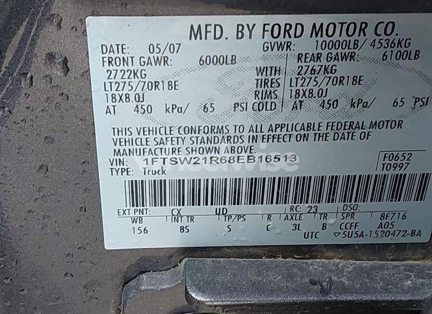 Photo 9 of 2008 Ford F-250 FX4/HARLEY-DAVIDSON/KING RANCH/LARIAT/XL/XLT (VIN 1FTSW21R68EB16513)