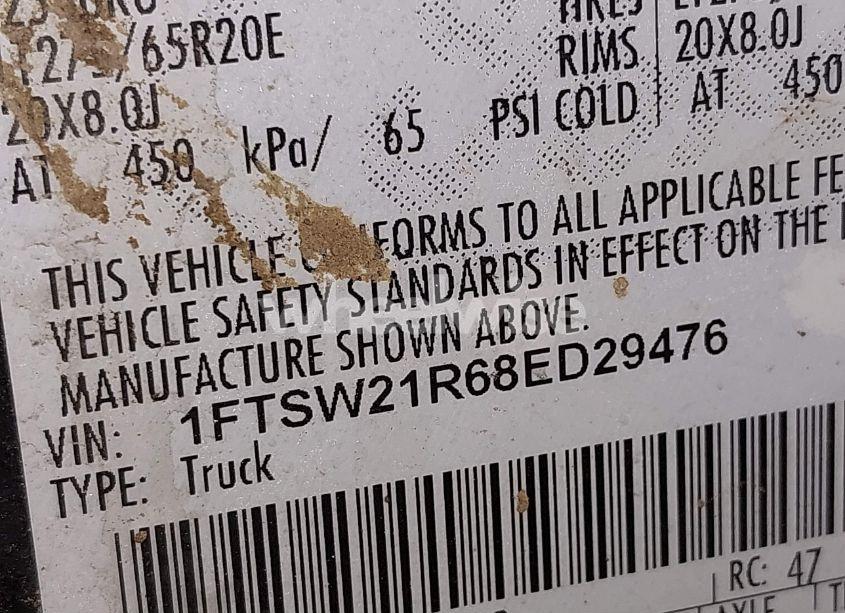 Photo 9 of 2008 Ford F-250 FX4/HARLEY-DAVIDSON/KING RANCH/LARIAT/XL/XLT (VIN 1FTSW21R68ED29476)