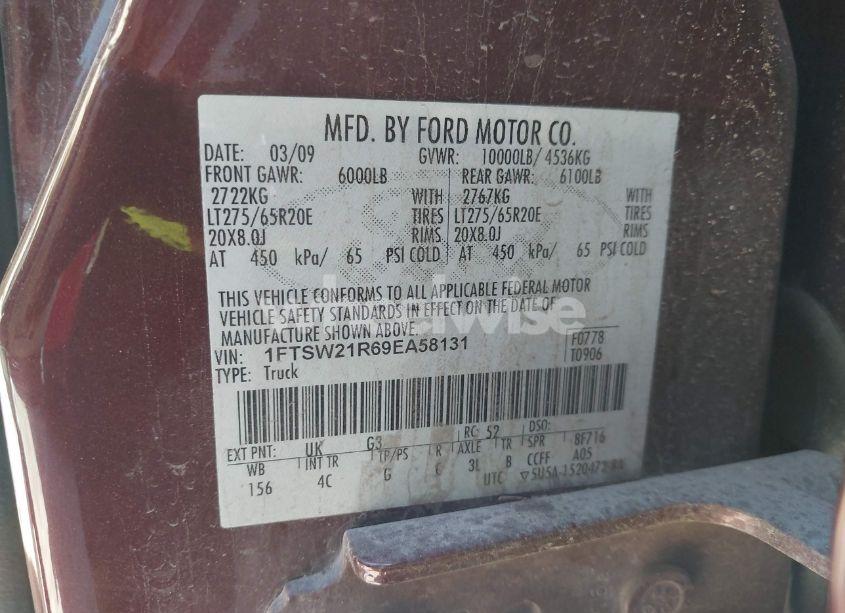 Photo 9 of 2009 Ford F-250 FX4/HARLEY-DAVIDSON/KING RANCH/LARIAT/XL/XLT (VIN 1FTSW21R69EA58131)