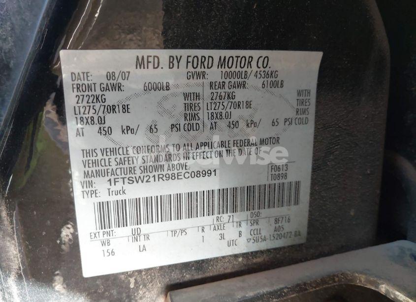 Photo 9 of 2008 Ford F-250 (VIN 1FTSW21R98EC08991)