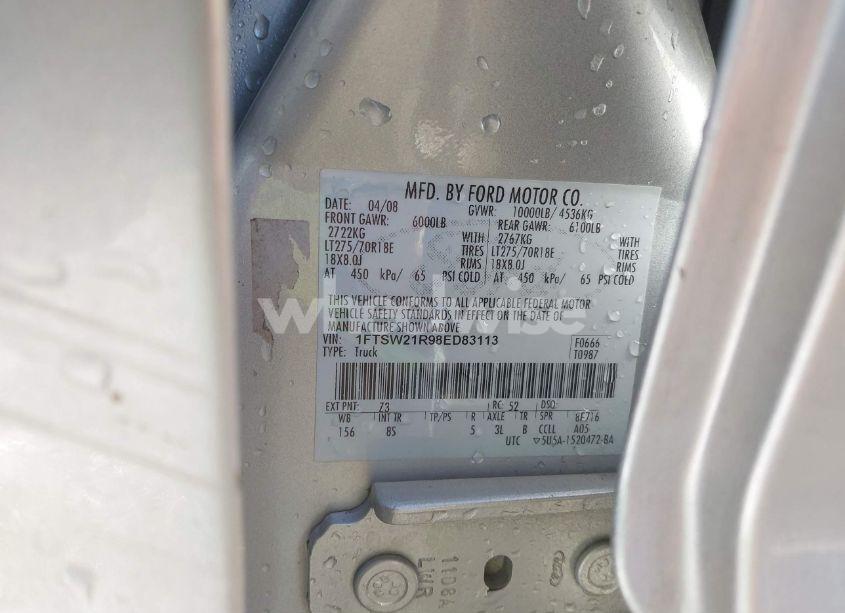 Photo 9 of 2008 Ford F-250 LARIAT (VIN 1FTSW21R98ED83113)