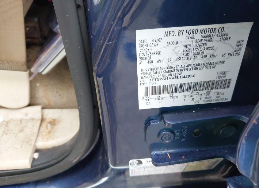 Photo 9 of 2008 Ford F-250 FX4/HARLEY-DAVIDSON/KING RANCH/LARIAT/XL/XLT (VIN 1FTSW21RX8EB42824)