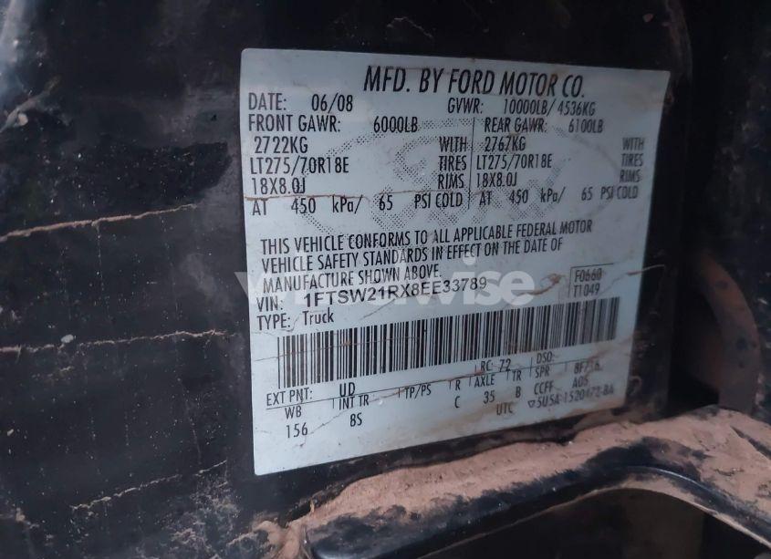 Photo 9 of 2008 Ford F-250 (VIN 1FTSW21RX8EE33789)