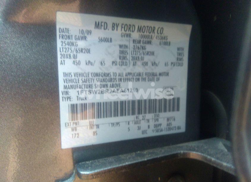 Photo 9 of 2010 Ford F-250 CABELA'S/HARLEY-DAVIDSON/KING RANCH/LARIAT/XL/XLT (VIN 1FTSW2BR2AEA61210)