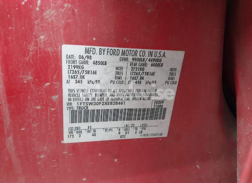 Photo 9 of 1999 Ford F-350 LARIAT/XL/XLT (VIN 1FTSW30F2XEB28461)