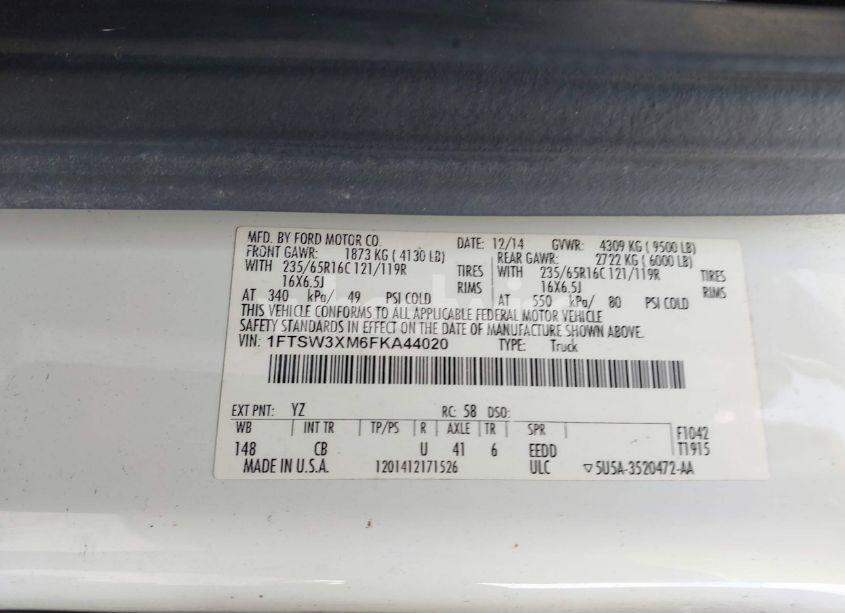 Photo 9 of 2015 Ford Transit-350 (VIN 1FTSW3XM6FKA44020)