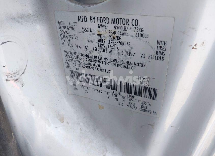 Photo 9 of 2008 Ford F-250 LARIAT/XL/XLT (VIN 1FTSX20538EC93127)